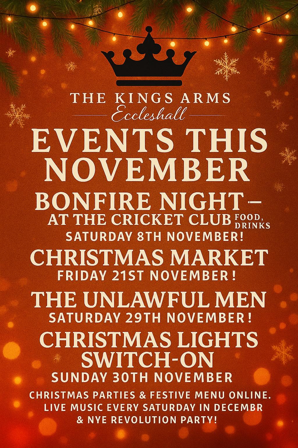 November Events at The King's Arms, Eccleshall
